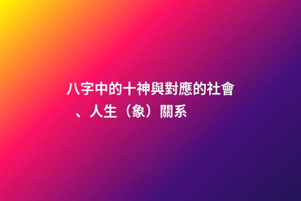 八字中的十神與對應的社會、人生（象）關系